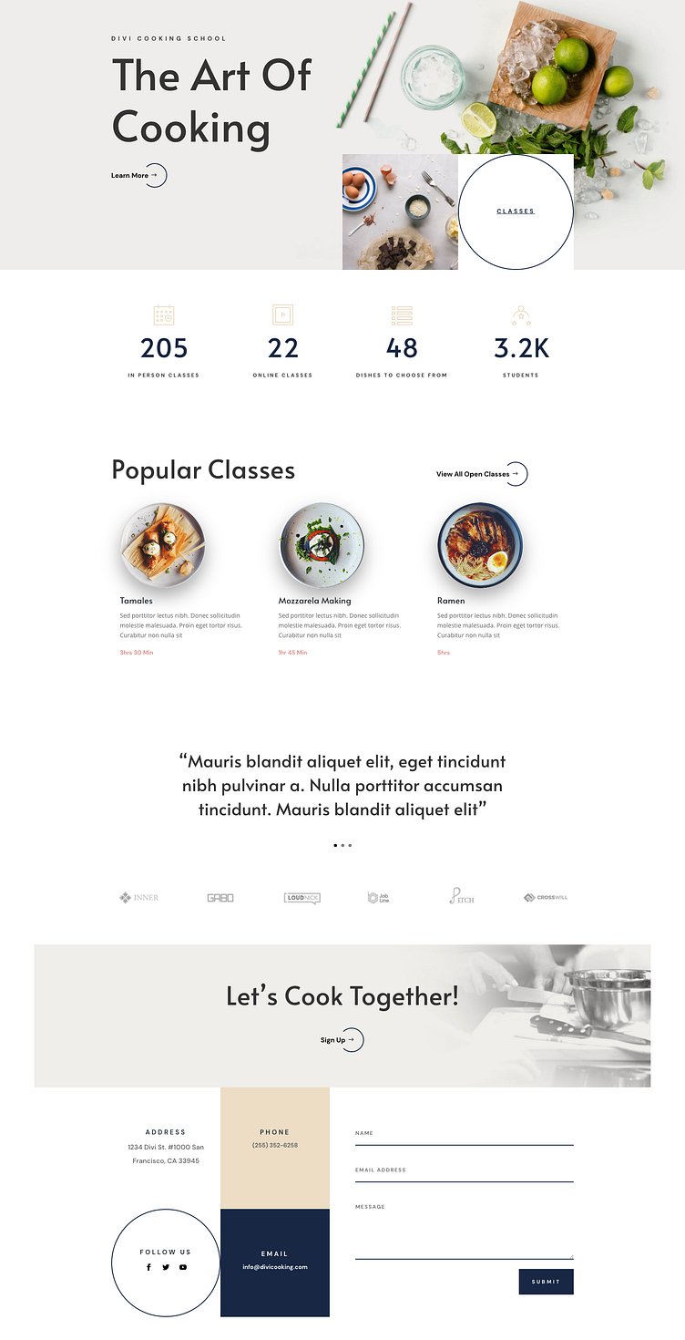 Cooking School Template Design for Divi by Ishtiaq Khan Parag for ...