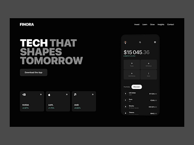 Finora web animation creative design data visualization figma design interaction design investment investment website landing page design modern design top website design typography ui ui design user experience user interface ux ux design web web design example web design inspiration web interface