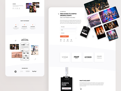 Campus Events Pass business events events app funnel landing page marketing minimal resposive ticket ticketing ui user inteface web design