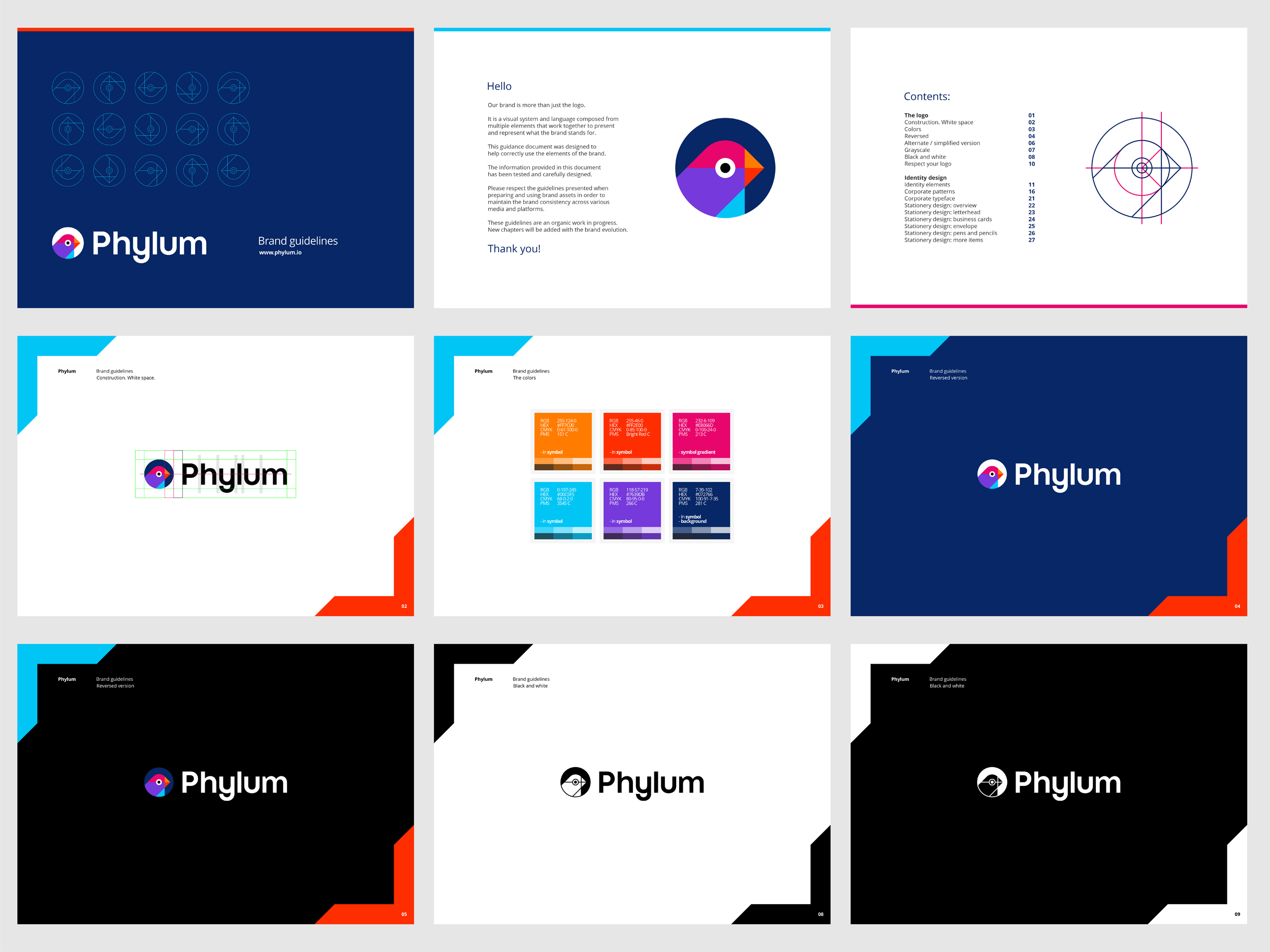 Example of Phylum logo guidelines: logo construction, white space, colors