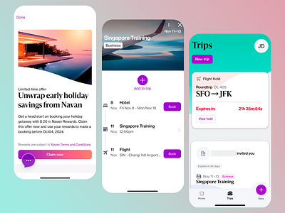 Travel Planning App app booking app business flight holiday hotel booking minimal design mobile mobile app modern ui roundtrip singaphore training tourism travel travel app travel plan trip planner trips ui ux