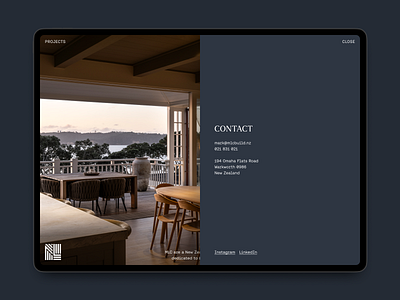 MLC Contact architecture blue construction contact minimal new zealand panel responsive ui ux web