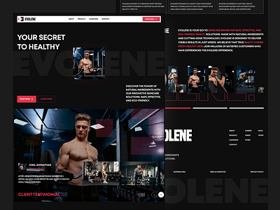 Evolene Product - Website athlete bold gym landing page man sport strong ui uiux web website