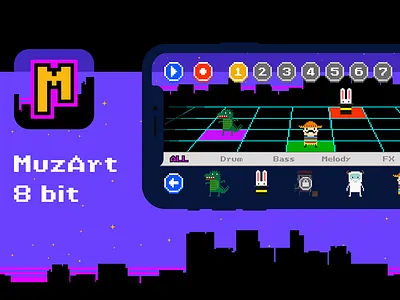 MuzArt 8 bit 8 bit 8 bit 8bit app design game game design music app ui ux