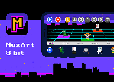 MuzArt 8 bit 8 bit 8 bit 8bit app design game game design music app ui ux