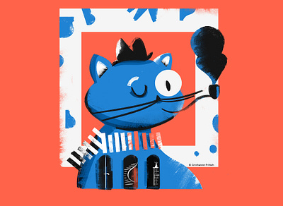 Blue Cat blue cat cat illustration character cristiannefritsch design digital art digital illustration digital painting illustration mixed media