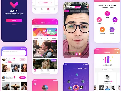 Pages of Date App app date design display flat ios social ui ux
