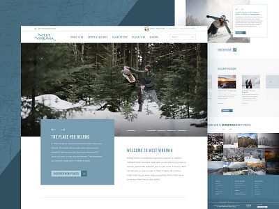 West Virginia Tourism adventure explore homepage itinerary travel ui ux web web design west virginia winter wv