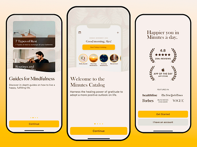 Mindfulness App Design calm digital journal gratitude journal habit tracking health app healthcare meditation meditation app mental health mental wellness mindfulness mood tracking positive mindset routine self care sleep stress relief user interface wellbeing wellness app