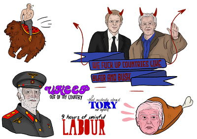 UK Politics (mainly) Inspired Tattoo Board design digitalart illustration politics procreate tattoo tattoo art tattoo flash uk