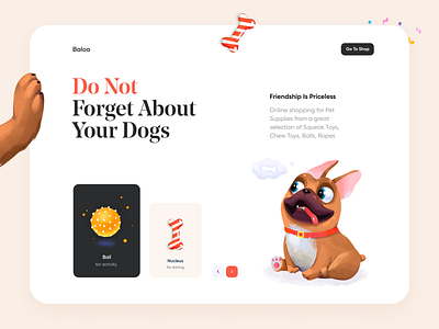 Online Shopping for Pets afterglow app clean dogs e store ecommerce homepage illustration landing minimal pet care pets petshop shop ui website