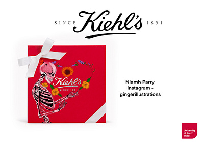 Kiehls Project - Illustrations for Christmas Packaging Boxes christmas christmas box completed flowers mr bones procreate product packaging product packaging design roughs skeleton vinyl sticker