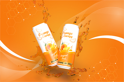 Orange Energy Drink banner beer branding can dimension drink ecommerce energy packaging photoshop product soda