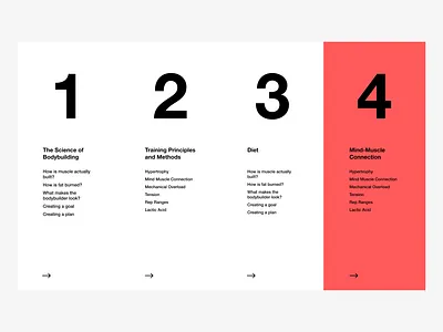 Bodybuilding Science Course Table of Contents design typography web