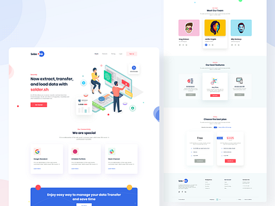 Data Transfer API - Landing Page clean dailyui data design google illustration landing page our team pricing slack uiux website