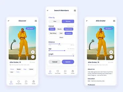 Dating App Design adobe xd clean creative dating dating app design likes love matching minimal mobile app partner specindia ui ux