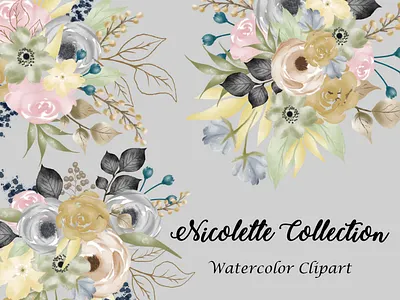 Nicolette Collection design illustration instant download png printables watercolor watercolor florals watercolor flower watercolor flowers watercolor illustration wedding design