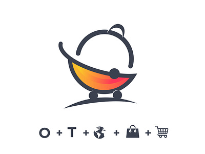 OT WORLD Shop Logo 3d bag logo cart cart logo logo shop shopping shopping app shopping cart world logo