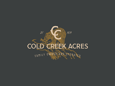 Cold Creek Acres Branding Lockup bear branding creek farm farm logo flower identity illustration logo logodesign mountains pnw salmon typography vintage vintage branding vintage logo vintage type