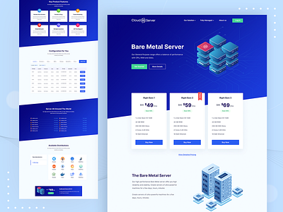 CloudServer - Server and Web Hosting solutions Website bare metal clean cloud cloud computing cloud storage hosting landing page ridoy rock server ui user interface ux web web design web landing page website