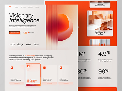 VisioAI - AI Consulting Company Landing Page Website ai artificial intelligence consulting design home page landing page machine learning siri tech technology ui ux ux chat gpt web web design website website design