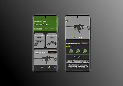 Airsoft Mobile E-commerce Design design figma mobile mobile app design mobile design mobile ui ui ui design uiux ux design