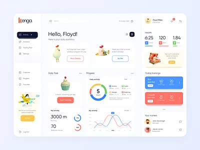 Kenga // Dashboard 🐥 app app design application dashboard design exercise app mobile product saas app ui ux workout