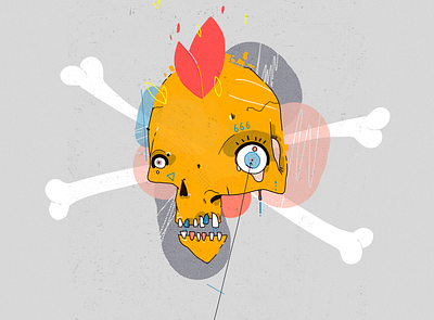 Skull art halloween illustration portrait poster print skull skull art