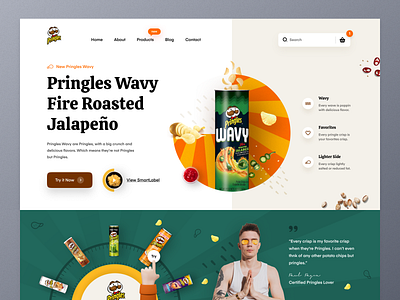 Pringles Website UI chips colorful design crisp ecommerce flavor food homepage landing page marketing mockup potato pringles product restaurant snacks ui ux web design website website design