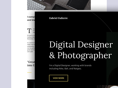 Personal Portfolio Design agency article black blog designer entrepreneur homepage landingpage minimal modern personal photographer photography portfolio portfolio website ui ux web design website white