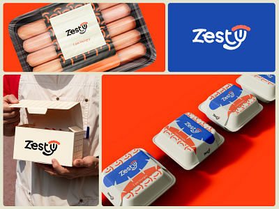 Zesty- Food Branding beverage branding food fork logo logotype packaging pattern sausages zesty