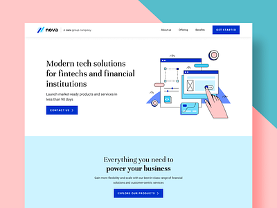 Website Concept - Nova branding design button design concept fintech illustration landing page ui ux webdesign website website concept website design websites