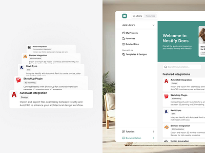 Nestify - Architectural & Interior Drawing [Documentation] blog clean design docs document documentation integration landing page learn ui web website