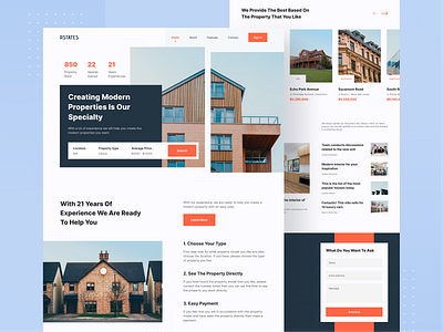 RSTATES - Real Estate Landing Page agency agent architecture design home homepage interior landing page landing page design minimalist property property search real estate real estate agent simple ui uidesign uiux web design website