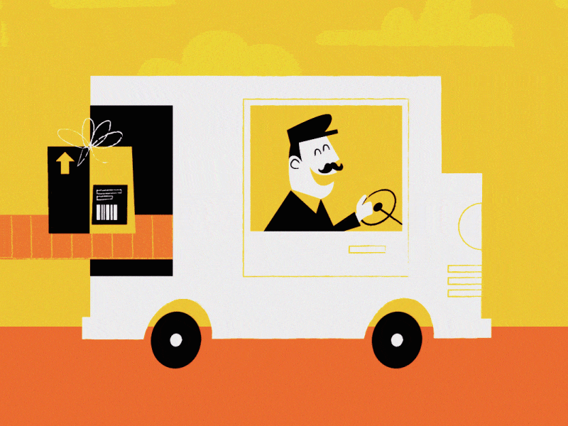 Mail Man animation illustration midcentury