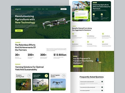 Aggrotech - Agriculture Landing Page | Agriculture Drone agriculture agriculture drone branding drone farm farming farming technology firqah firqah lab fresh green landing page minimalist modern agriculture modern farming product ui ui visual design uiux web design