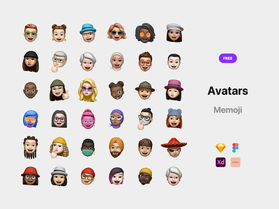 Free Memoji Avatars avatar avatars avatars icon figma free freebie freebies gumroad memoji sketch xd