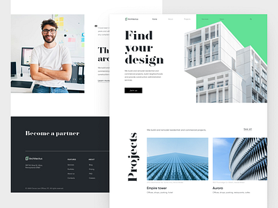 Architect's website architect architecture clean design landingpage light stylish ui ux webdesign website