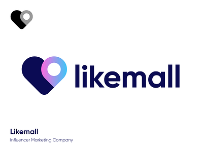 LikeMall - Logo Design Exploration (for sale) brand design brand identity branding branding agency clean corporate for sale unused buy hearth identity identity design influencer marketing like location pin logo logo design logo designer logotype media tech digital smart logo symbol