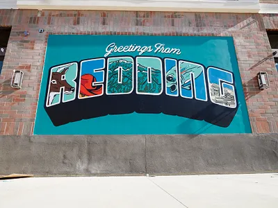 Greetings from Redding brand design california design greeting greetings greetings from illustration mural norcal postcard poster redding shasta vintage