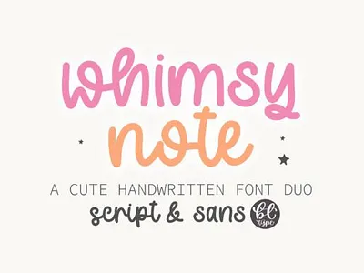 Whimsy Note font cute font font duo monoline sans serif