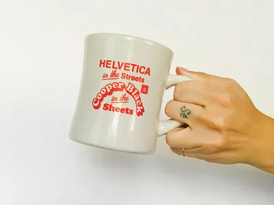 "Helvetica In The Streets" Typography Mug coffee coffee cup cooper black funny gift helvetica hoodzpah lettering mug pun typography