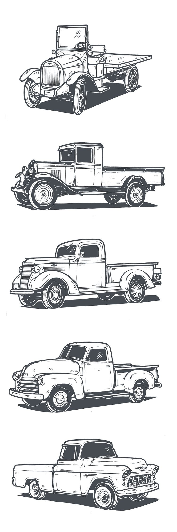 Chevy Trucks 1918-1955 by Joseph Cornelia on Dribbble, حجم الصورة 752x2256