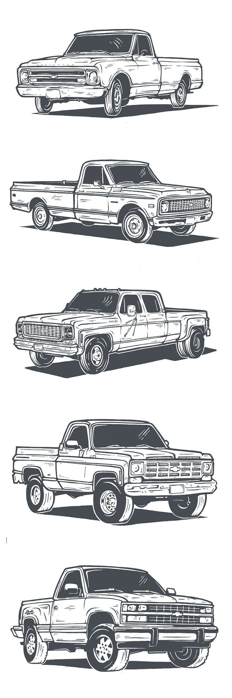 Chevy Trucks 1967-1988 by Joseph Cornelia on Dribbble, حجم الصورة 752x2256