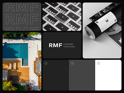 RMF Landscape Construction | Brand Identity architecture art direction brand identity branding clean construction creative logo design graphic design landscape logo logo designer logo inspirations mark minimalist logo modern logo photo treatment symbol