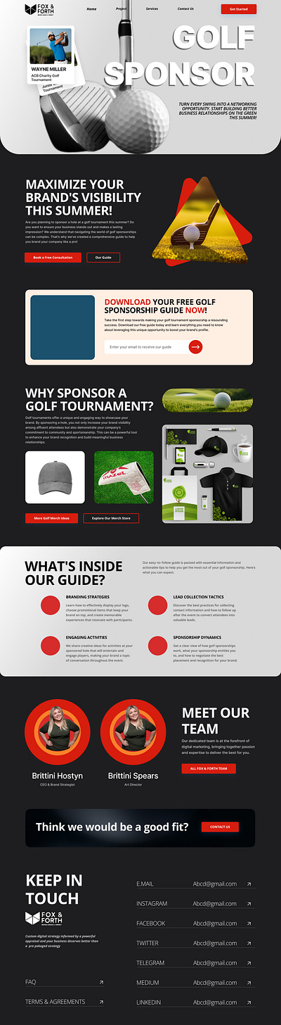 Golf Sponsor Tournament Website UI Design branding graphic design ui