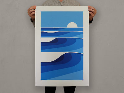 Wave Two First Edition art print beach dan kuhlken dkng dkng studios geometric illustration minimal minimalist nathan goldman ocean poster screen print silkscreen sunset vector wave waves