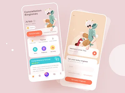 Constellation app branding icon illustration interface landscape log in logo mobile music product design space gradient tab typography ui ux web flat