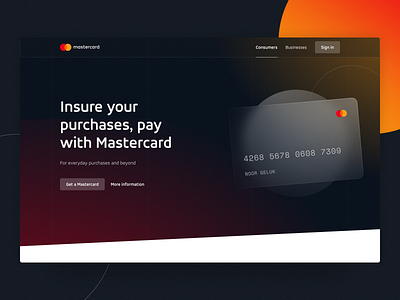 Hero Concept Finance - Glass Card blur business consumer creditcard finance glass grain heading hero landing mastercard pay purchase