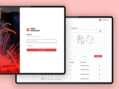 Parts fabrication and purchase request application UI application dashboard data datatable erp fabrication form login table ui ux web web design web design